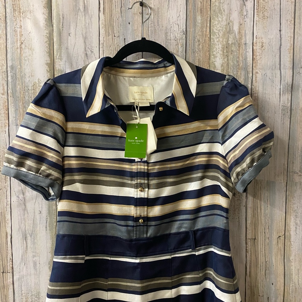 Kate Spade Navy & Cream Striped Dress - Picture 2 of 5